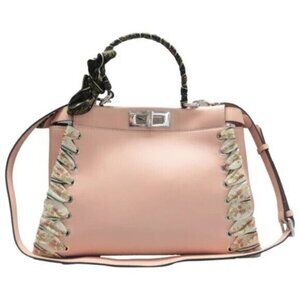FENDI Peekaboo IseeU Pink Leather Satchel with Ribbon 1200-083025